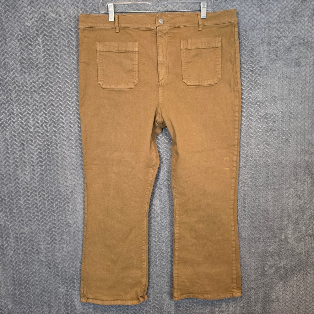 Loft Theโ Kick Crop Jeans Womens 34/18 Ginger Brown High Rise Flare Patch Pocket
